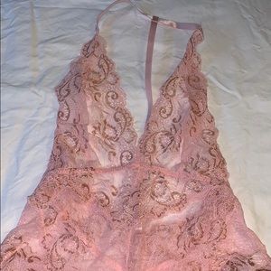 Pink lingerie bodysuit